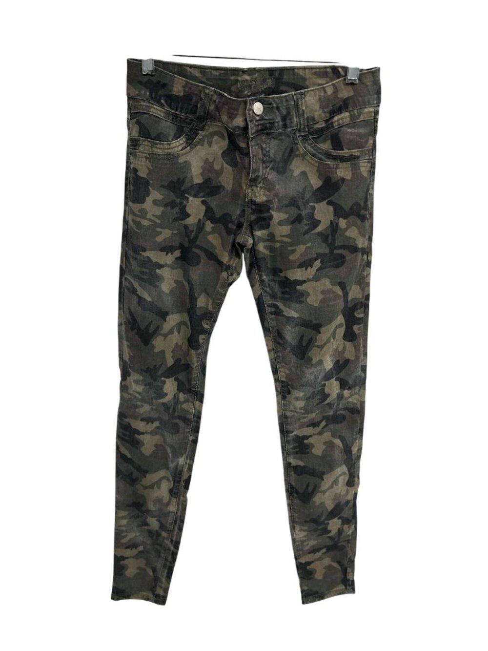 V.I.P. Womens Camo Skinny Jeans Mid-Rise Size 9/10 Stretchy Casual